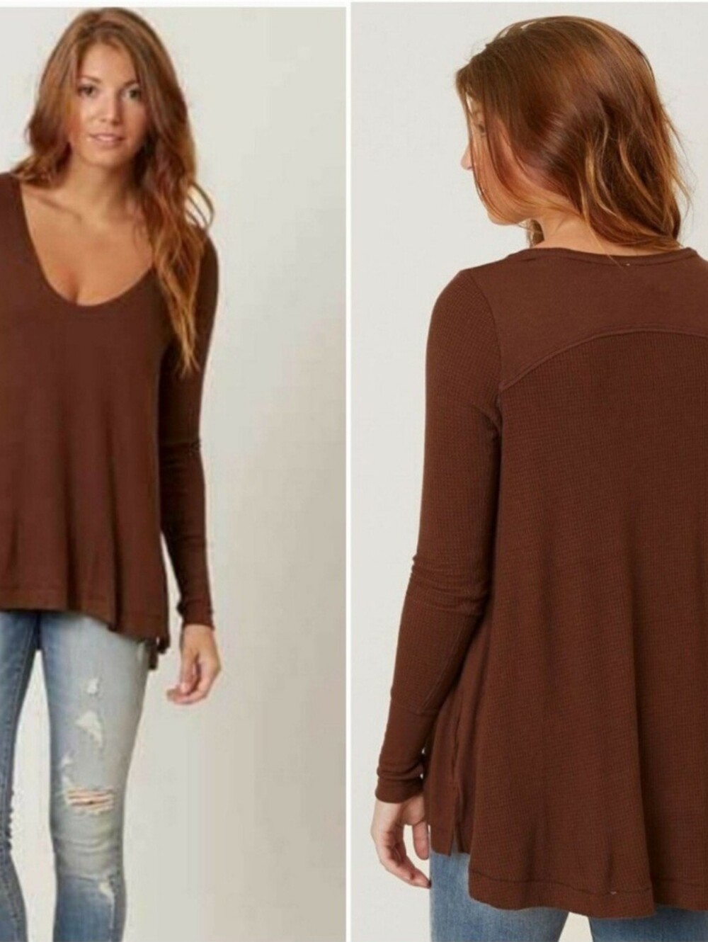 Free People We The Free Malibu Oversized Thermal Top In Fig Brown Size XS